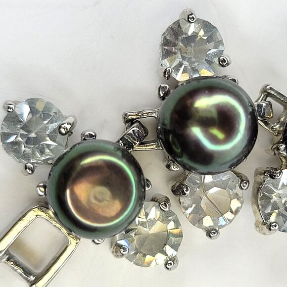 Stunning Black Pearls with Crystals Bracelet - One Of A Kind - Picture 9 of 13